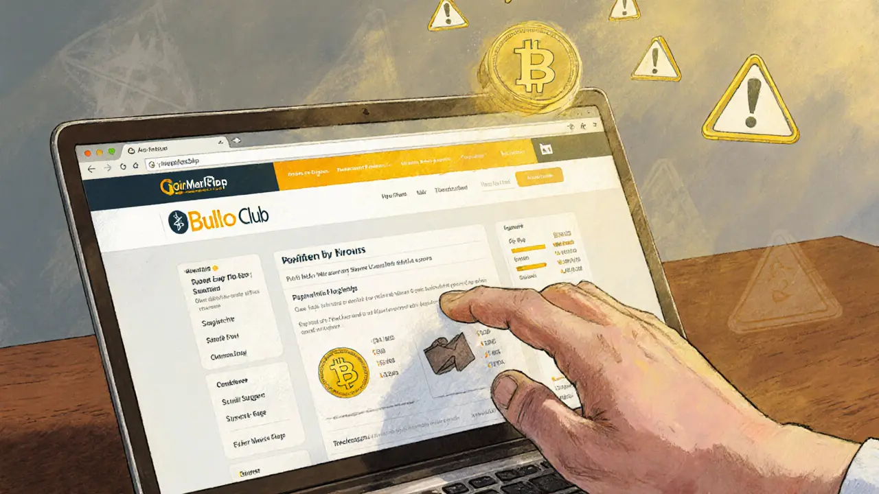 Pastel drawing of a user checking the official site and warnings for scams.