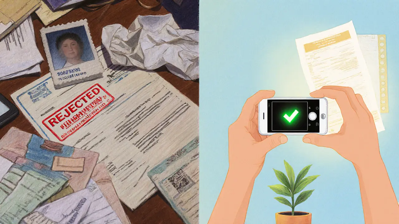 Side-by-side comparison of rejected and approved KYC documents with natural light.