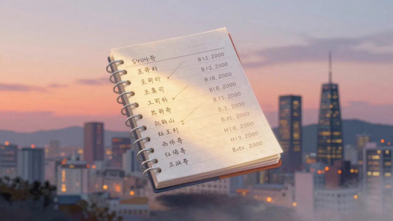 A glowing transparent ledger above Seoul showing verified crypto trades, unverified wallets fading away.