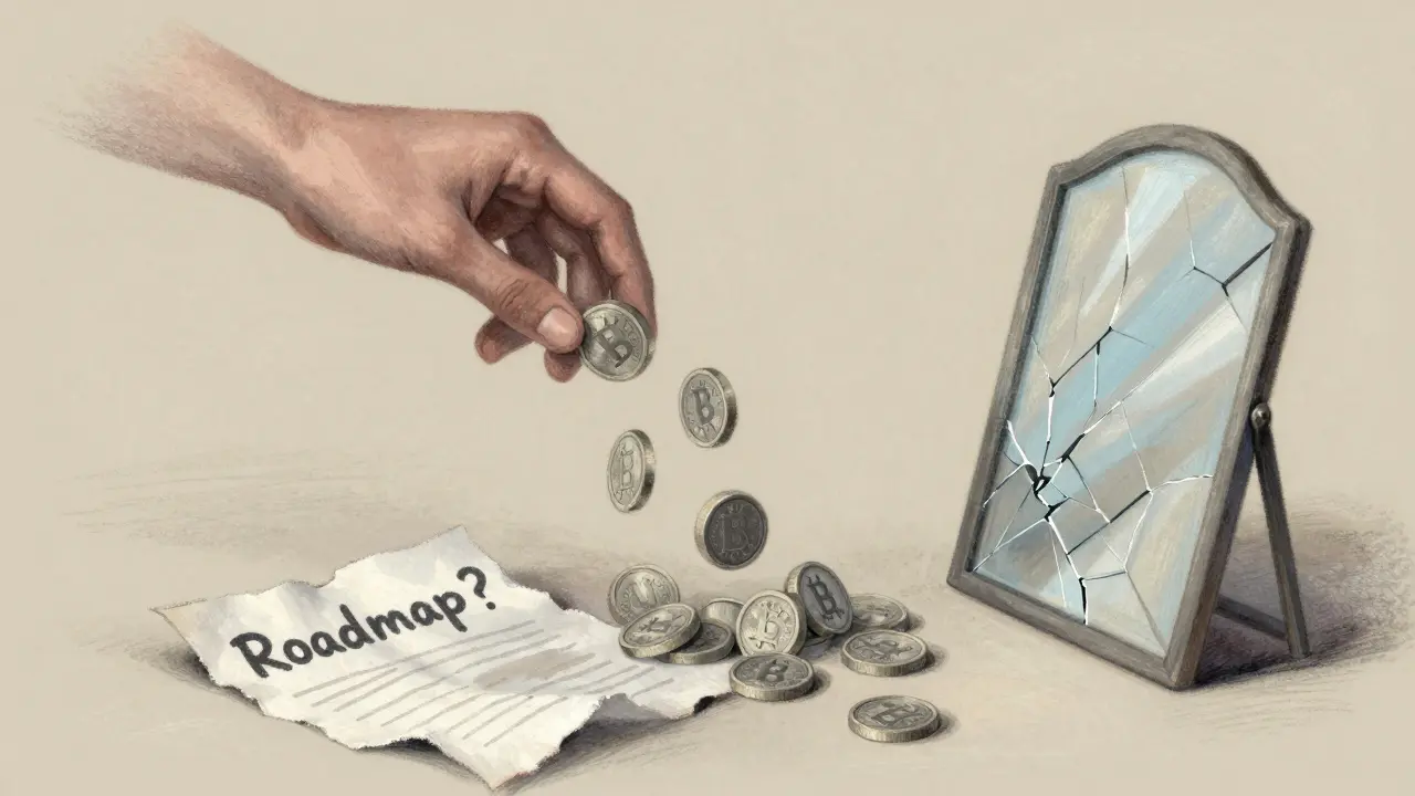 An anonymous hand releasing BULL tokens into a void as their color fades away.