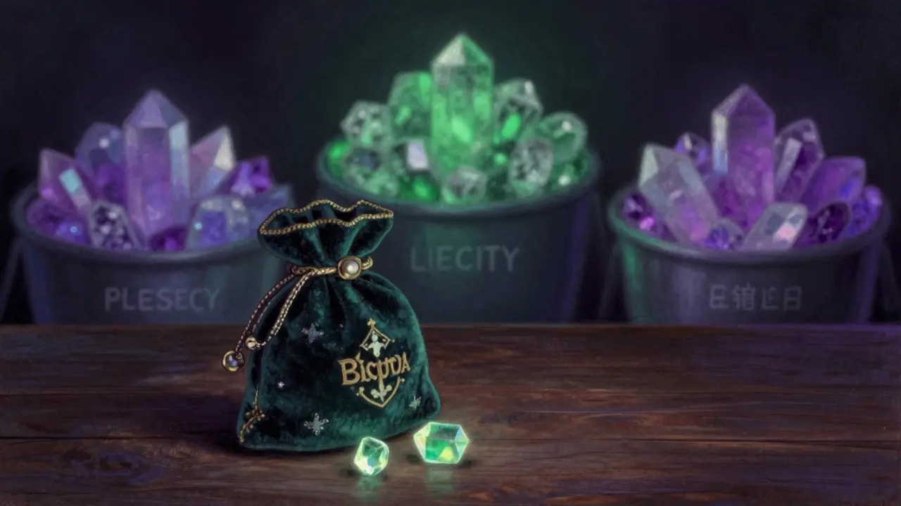 Pastel illustration of a few glowing tokens divided into three small piles.