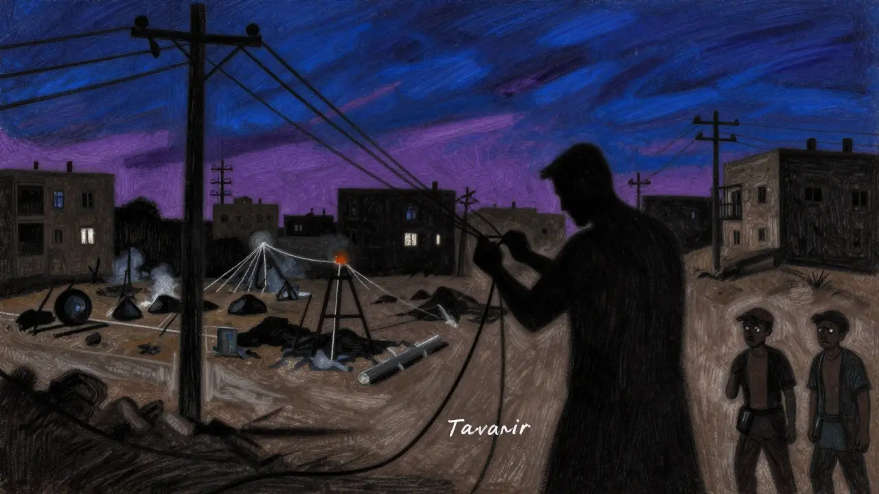 Artistic depiction of power outages affecting crypto mining in Iran.