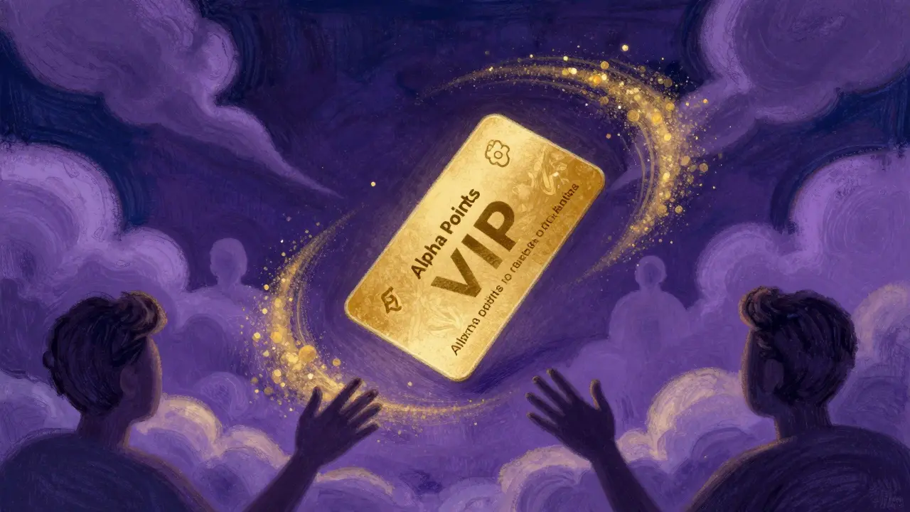 Pastel art of a golden VIP pass surrounded by swirling loyalty points