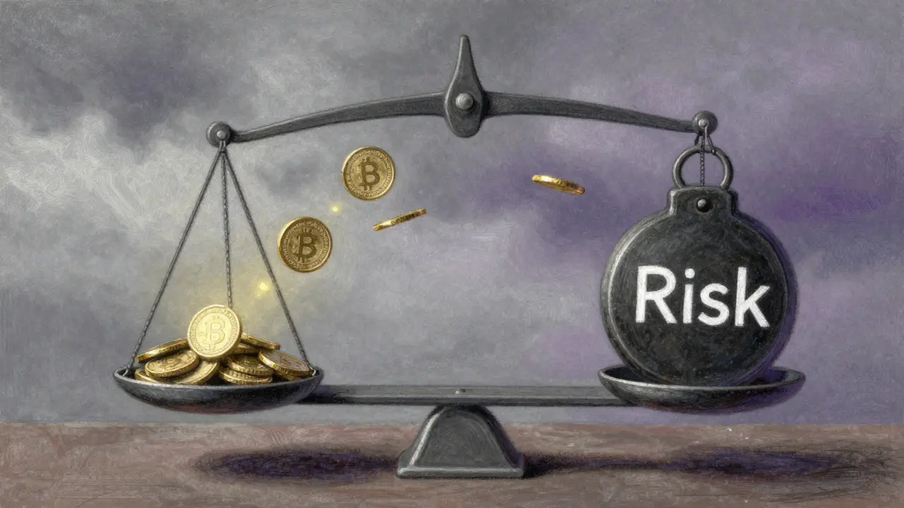Pastel drawing of a scale showing MYSTCL scarcity and risk