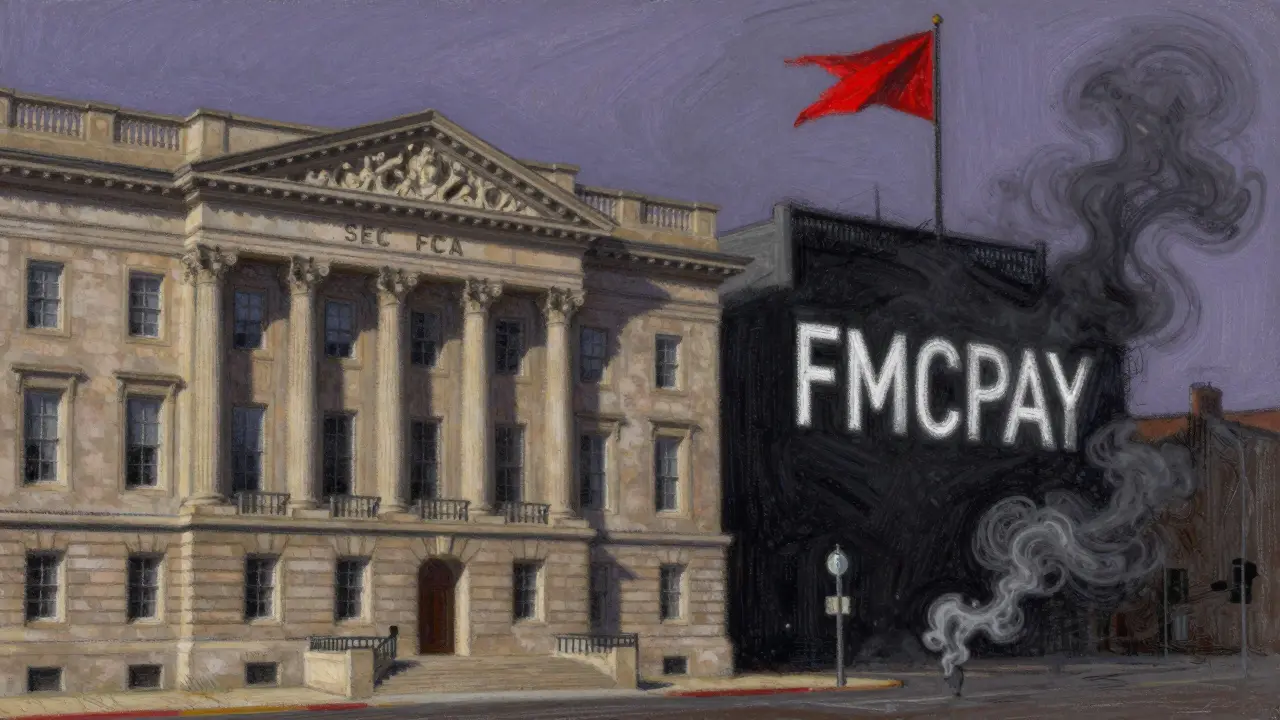 Pastel art contrasting regulated banks with shadowy exchange