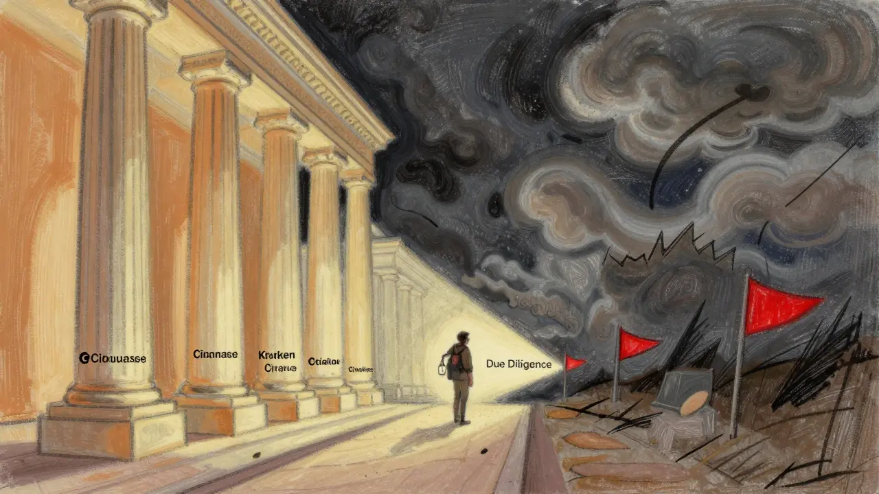 Pastel drawing showing contrast between safe and risky exchanges