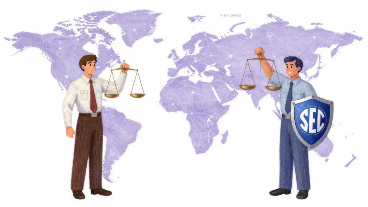 Pastel illustration of regulators overseeing crypto markets