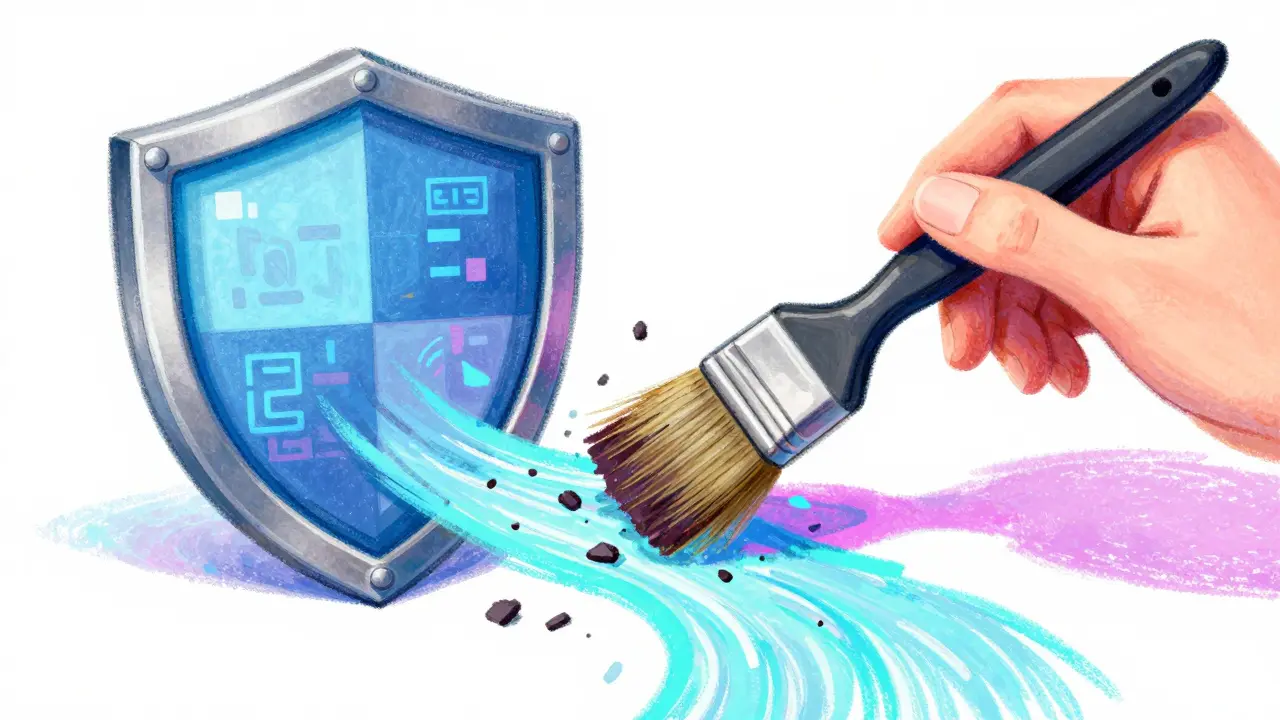 Pastel illustration of removing hidden data shadows from bright animation pixels