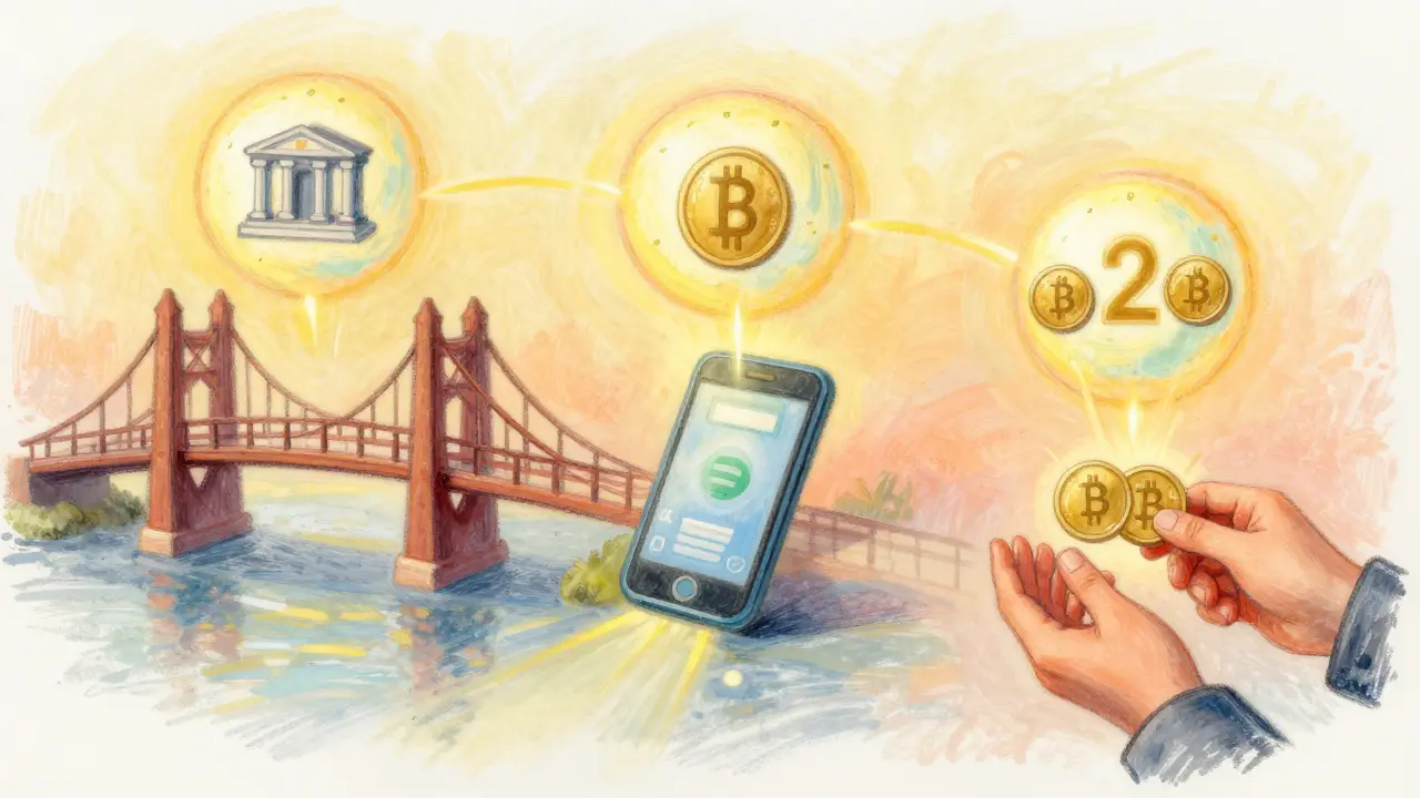 Pastel illustration of VND deposit methods including banks and P2P