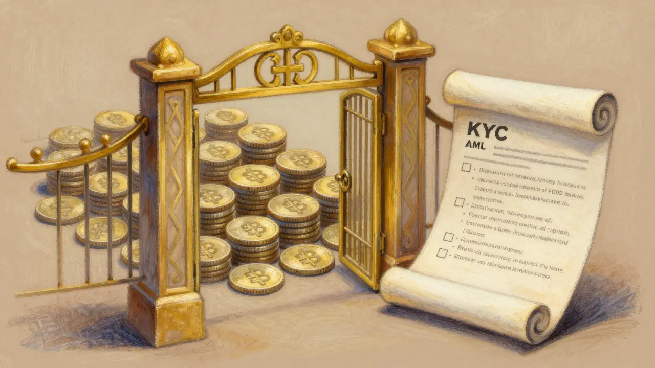 Soft pastel art of gold coins and compliance documents