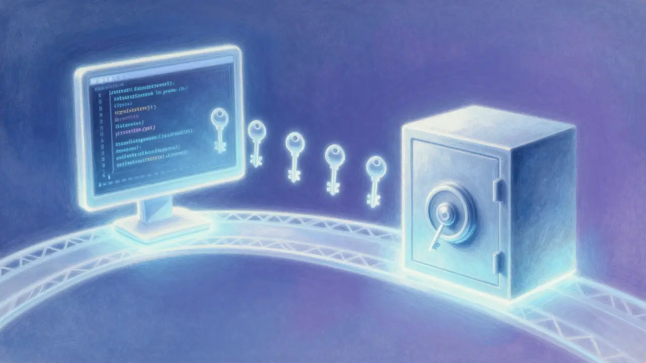 Abstract pastel art of secure digital key exchange