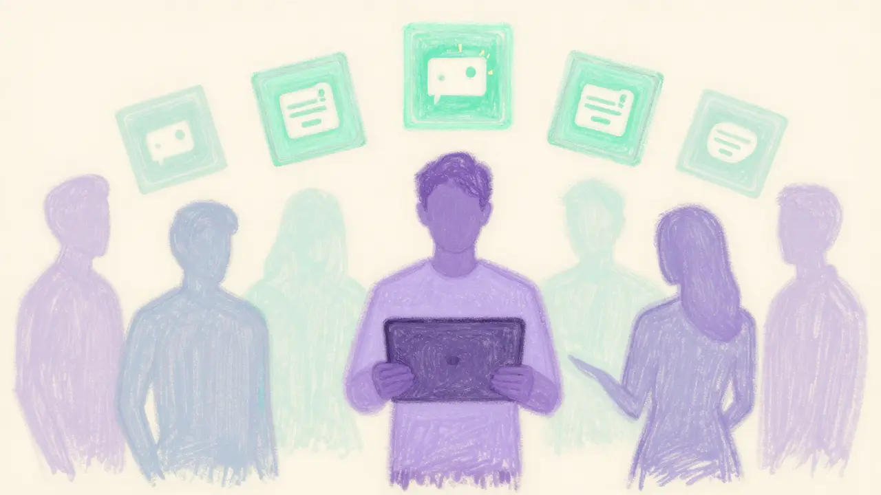 Abstract pastel art showing a creator exchanging digital NFTs and subscriptions anonymously.