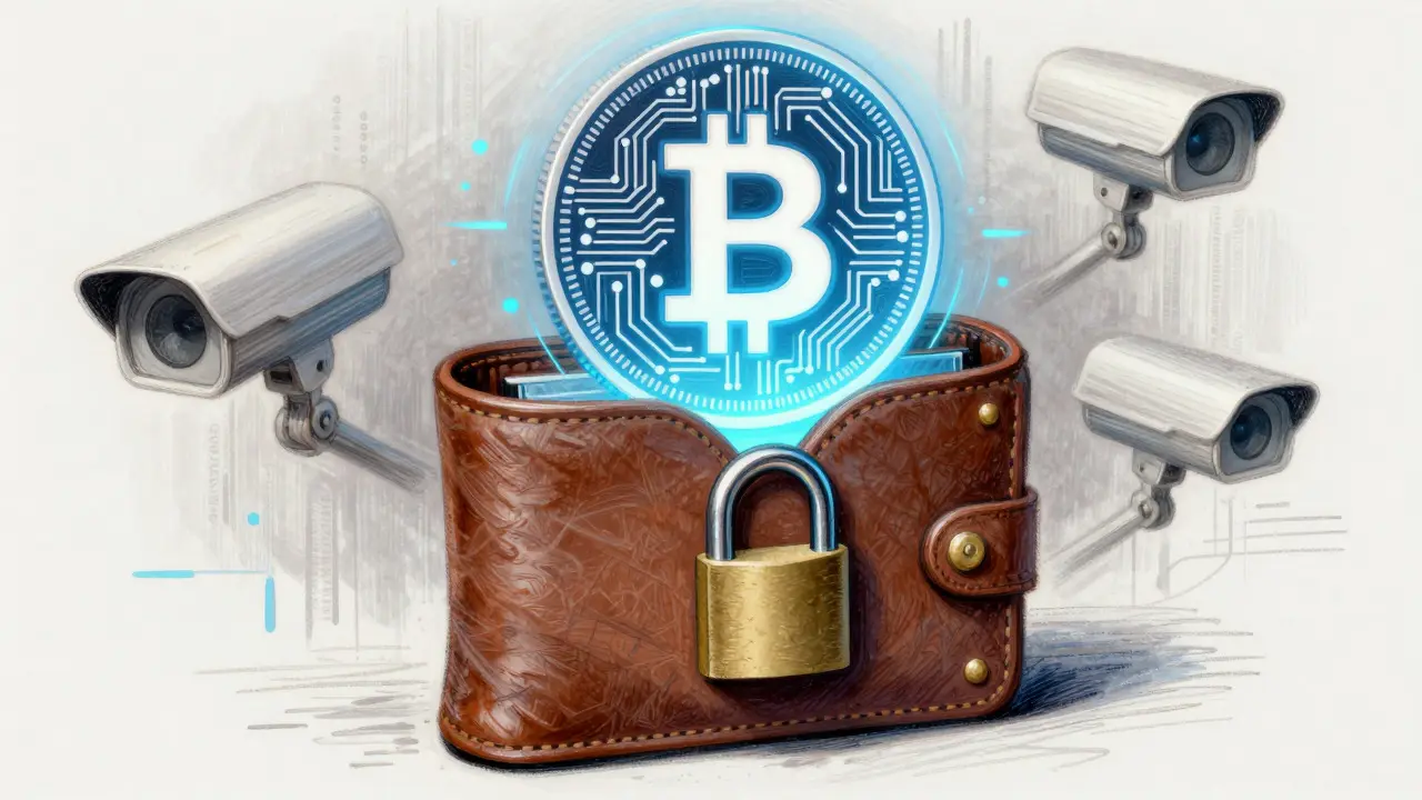 Glowing digital ruble coin above secure hardware wallet
