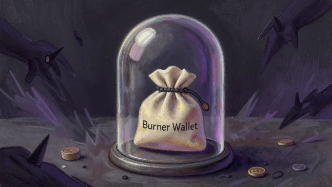 Pastel drawing of small wallet protected under glass from stormy threats