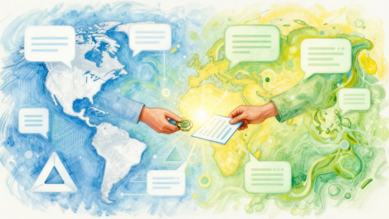 Pastel illustration of merging digital and human governance