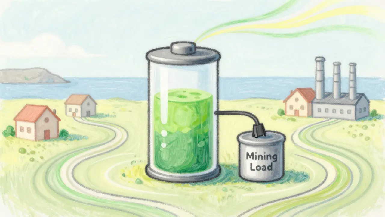 Pastel illustration of energy balance with mining load disconnected
