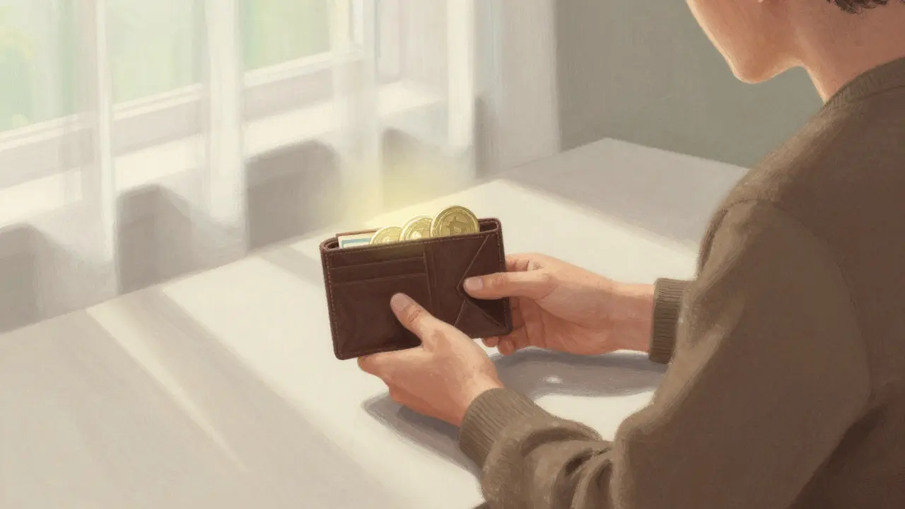 Soft pastel art of a glowing wallet representing passive crypto rewards
