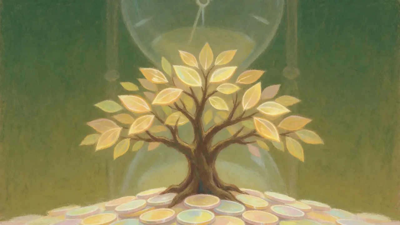 A tree growing from coins symbolizing KALA token growth and yield