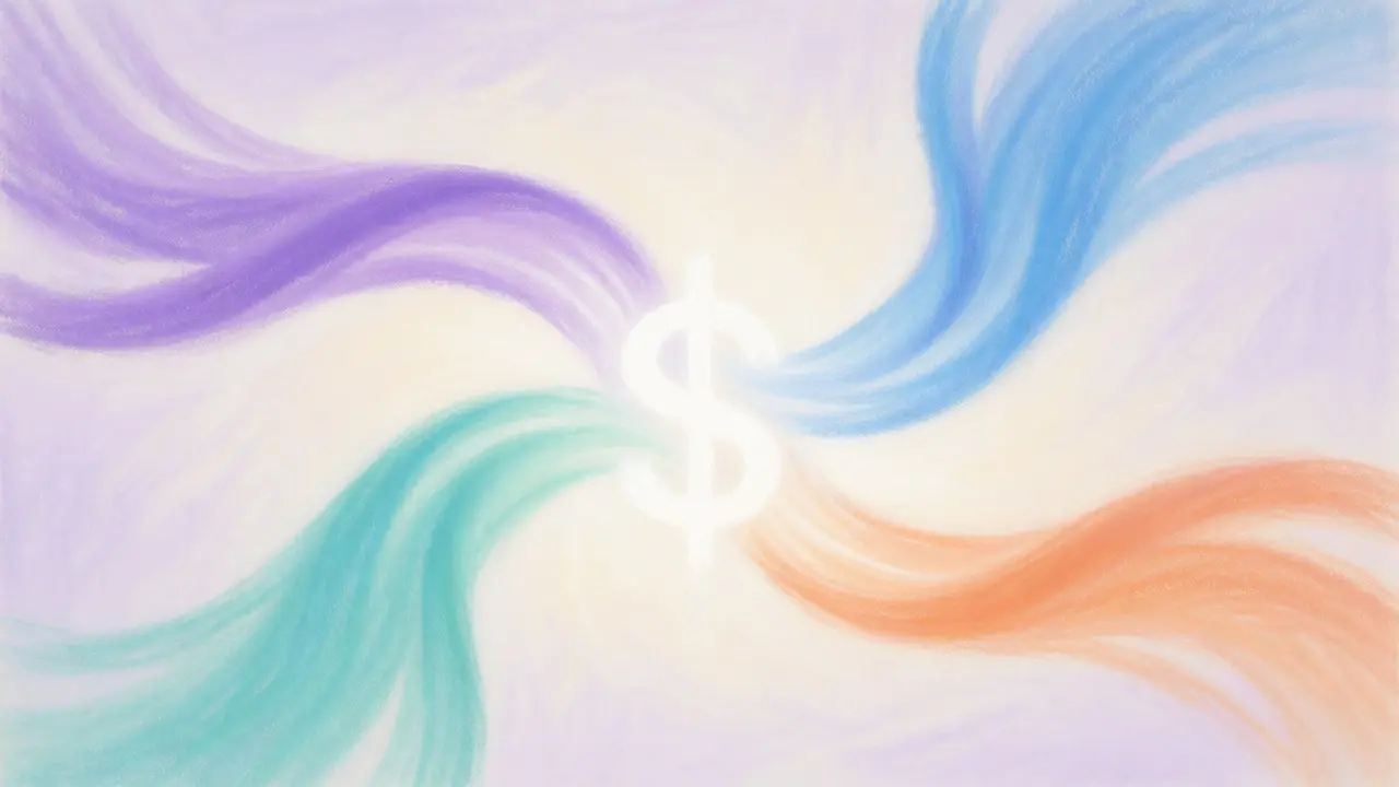 Colorful pastel ribbons converging to represent multichain blockchain connectivity.